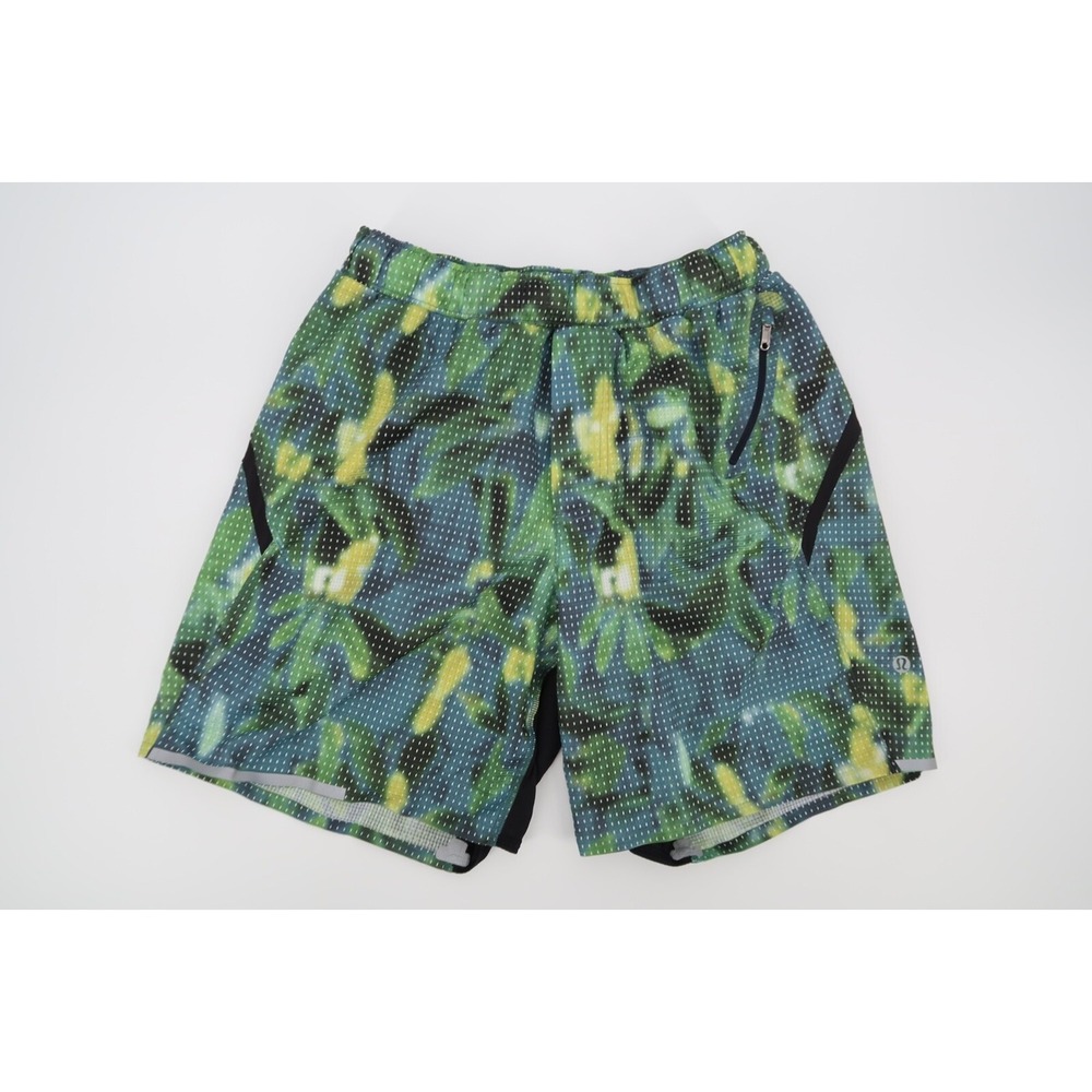 Lululemon Men's Small Surge Shorts 6" Inseam Lined Drawstring Blue Green Tie-Dye